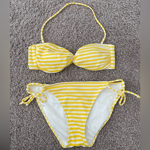 Victoria's Secret Other - Victoria's Secret Yellow and White Striped Bandeau Bikini